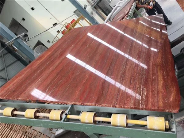 red travertine marble polished
